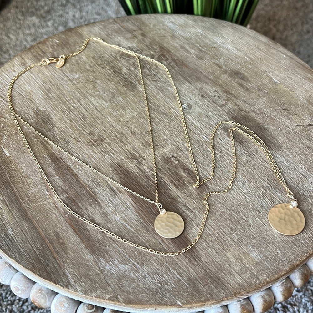 Gold stacking necklace. Top is short and bottom is longer. Like new